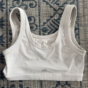 ALO Yoga Cream Ribbed Activewear Top